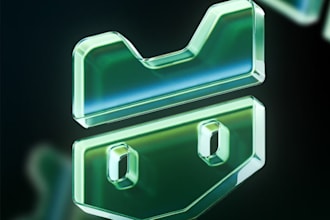 create realistic 3d glass logo animation with reflections