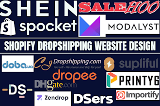 design shopify dropshipping store via salehoo shein modalyst importified dropee