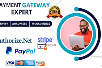integrate paypal,stripe, authorize dot net,razorpay,apple pay,crypto payment