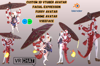 do custom 3d vtuber  vtuber rigging, furry anime, live3d vtuber avatar vroid vrm