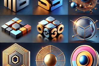 design a professional 3d logo with high quality rendering
