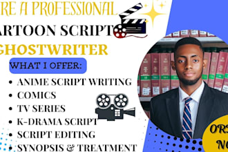 do script writing for cartoon character, animation, anime and explainer video
