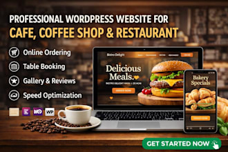 design a modern responsive wordpress website for cafe, bakery or restaurant