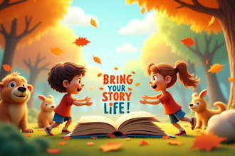 illustrate picture book children story book illustration cover design for kids