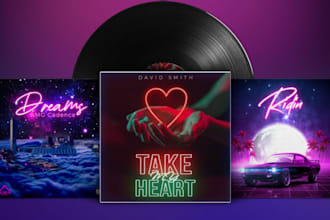 design 80s retro music album cover or mixtape cover, retro music cover
