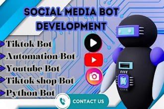 create automated tiktok bot, live streaming bot, instagram api bot, youtube bot