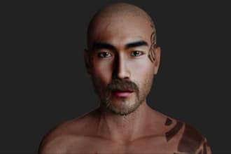 create realistic 3d character modeling, nsfw, texturing, stylized character