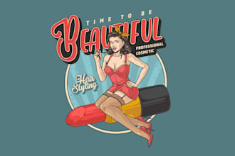 create awesome and gorgeous pinup girl logo  design