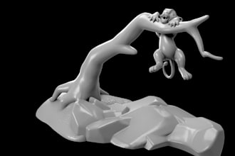 design fantasy 3d statue,toy figurine stl,diorama scene character,animal sculpt