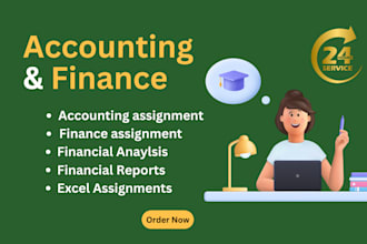 do accounting and finance assignments, financial analysis, reports, excel tasks