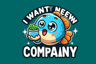 do wonderful cute fugu fish cartoon mascot logo design with 1 day delivery