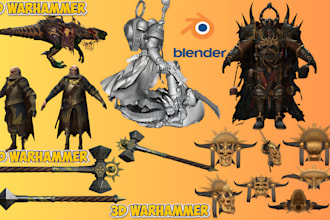 3d warhammer miniature design, 40k age of sigmar, dnd  board game action figures