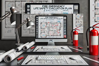 design fire emergency life safety plan, evacuation plan, map, diagrams
