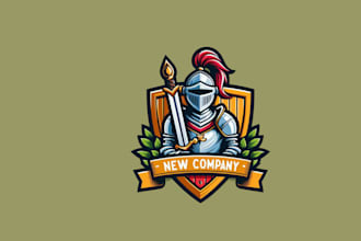 do make medieval knight heraldic mascot logo design with 1 day delivery