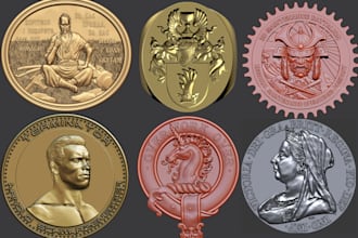 sculpt 3d bas relief 3d medallion wood cnc coin model 3d pendant for 3d printing