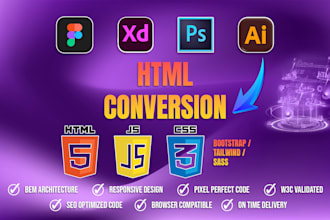 convert PSD to HTML figma to HTML CSS with responsive design