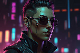draw cyberpunk portrait illustration