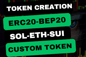 create custom meme token on solana, erc20, bep20, smart contract and more