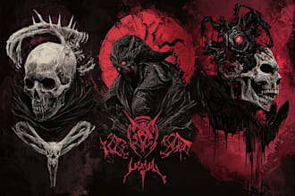 draw detailed dark art, horror or skull illustration with my style