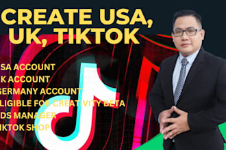 create tiktok USA ,account for different countries for tiktok ads manager, shop