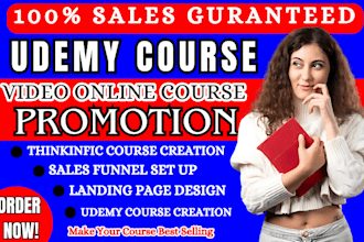 online course promotion udemy course marketing kajabi website sales