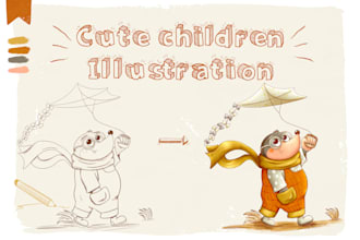 create hand drawn cute character and illustration