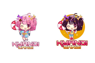 create a cute kawaii vtuber logo for your business