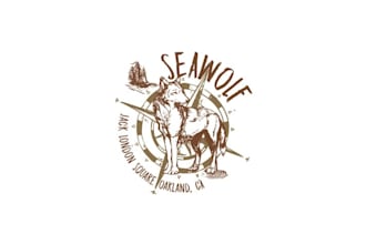 design a vintage sea wolf minimal logo for a new pub
