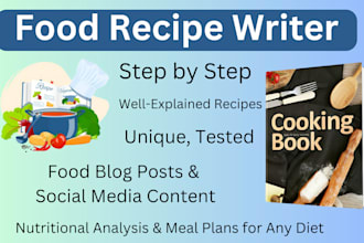 write explanatory cooking recipe, cookbook food recipe recipe book recipe writer