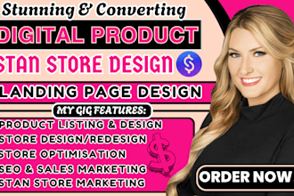 design stan store digital products, gumroad, beacon ai, payhip, esty setup