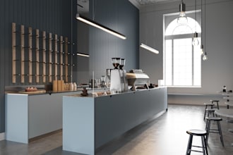 redesign restaurant kitchen interior, fast food pavilion, booth, hotel restroom