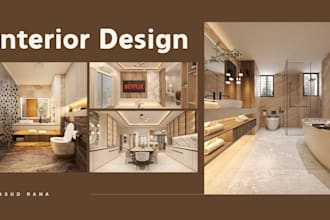 do interior design, 3d modelling,  and realistic 3d rendering