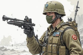 do military character design or military themed illustration