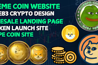 create meme coin website, meme coin landing page token, presale, pepe website