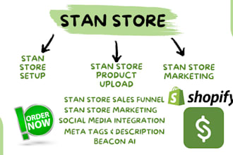 setup and design stan store and upload digital products for your stan store