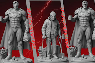 design 3d action figures,3d statue,3d model, characters for 3d printing