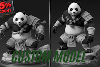 do 3d character modeling, animal model, warhammer kitbashing for 3d printing