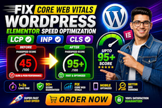 fix core web vitals lcp inp cls wordpress elementor speed optimization upto 95