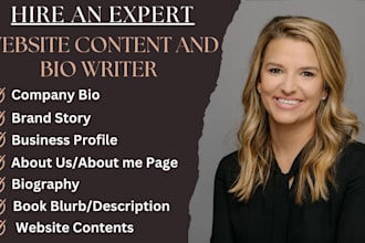 craft compelling company bio, business profile, about us, book blurb,brand story