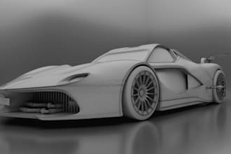 turn 2d image car to 3d car sculpt,ttrpg,toy design, car part, zbrush sculpture