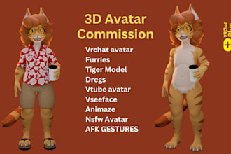 create vrchat avatar, animaze nsfw, vr character, furry avatar, 3d furry model