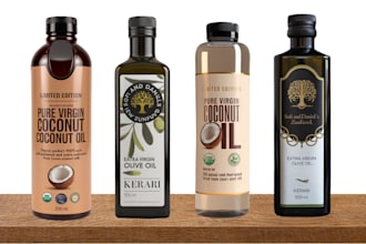 do packaging and product label for oli, olive oil, coconut oil, cooking oil,ghee