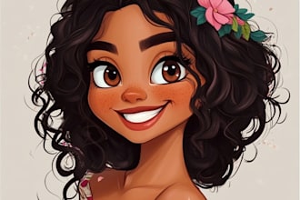 make disney family couple cartoon portrait