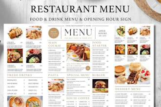 do editable restaurant menu design digital menus price list