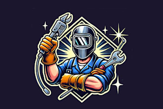 design a powerful welder man mascot logo for your brand