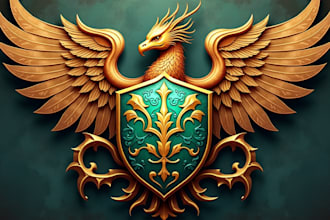 create a fantasy inspired heraldic coat of arms