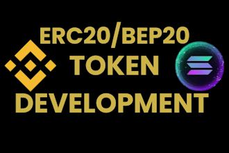 create erc20, bep20 token, smart contract on  eth or bsc blockchain development