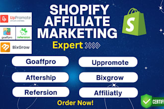 setup shopify affiliate goaffpro uppromote bixgrow referral candy refersion