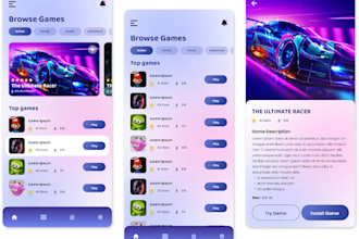 create attractive game ui, game design, ui ux design for mobile, pc and tablets
