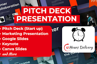 design powerpoint investor pitch deck, canva slides for business sales marketing